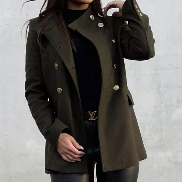 Zara | Jackets & Coats | Zara Wool Blend Coat With Golden Buttons